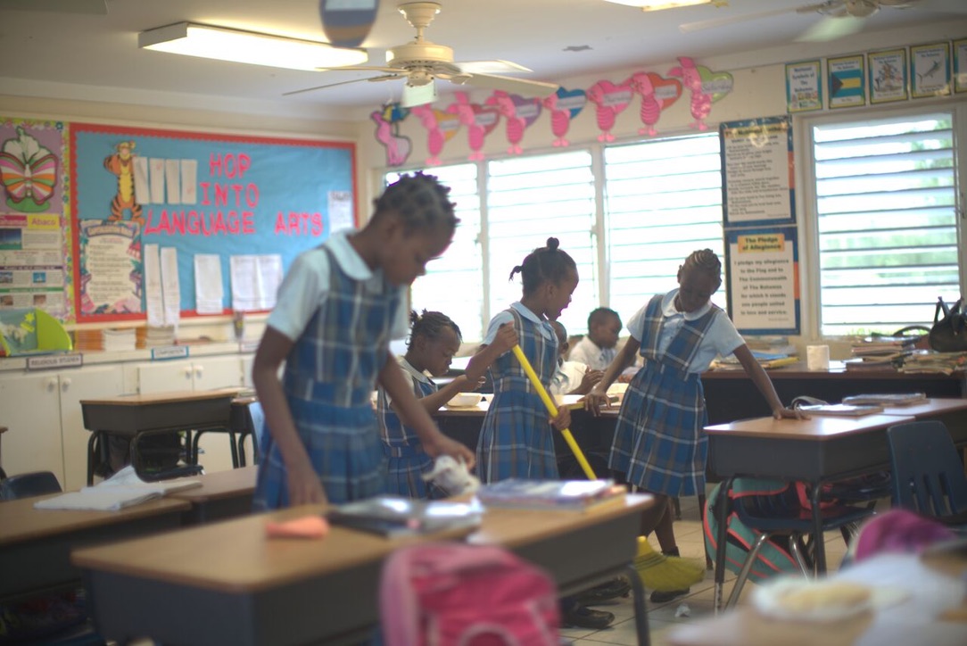 Students at work in a classroom in Abaco